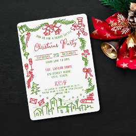 Invitation Fun Quirky Whimsical Main dessinée fête de Noël