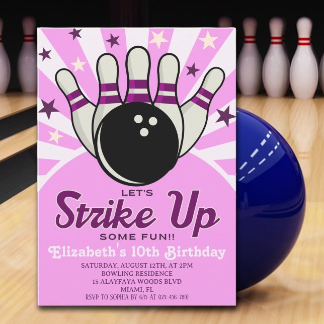 Invitation Fun Retro Bowling Birthday Girl Party  (Créateur téléchargé)