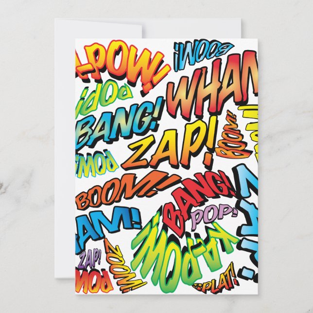 Invitation Fun Retro Comic Book pop Art Sounds (Devant)