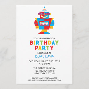 Invitation Fun Robot fête d'anniversaire