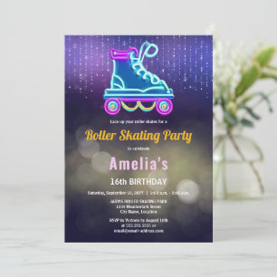 Invitation Fun Roller Sking fête d'anniversaire
