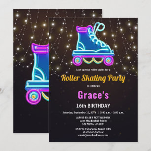 Invitation Fun Roller Sking fête d'anniversaire