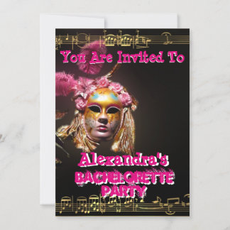 Invitation Fun rose masqueré fille bachelorette fête
