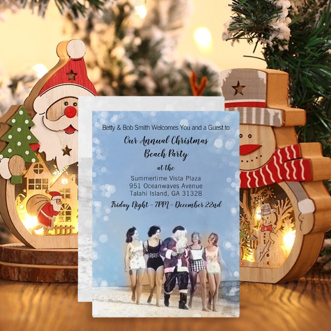 Invitation Fun Santa Claus Christmas Beach Party (Créateur téléchargé)