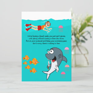 Invitation Fun Shark Beach Party Anniversaire