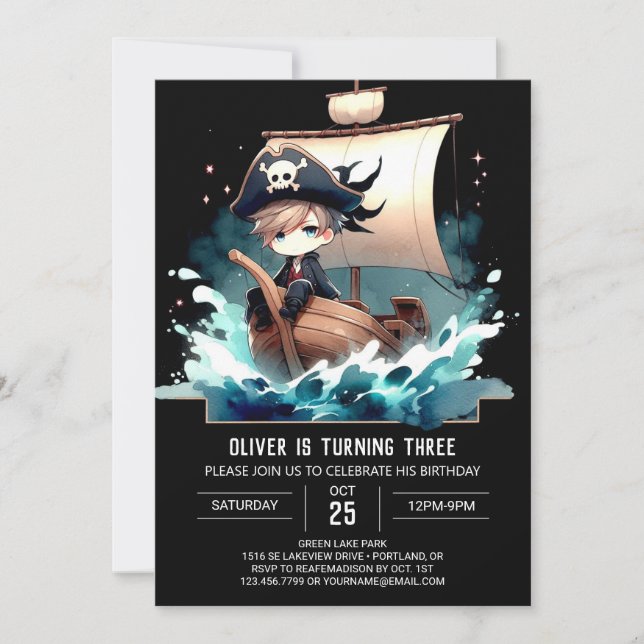 Invitation Fun Ship Pirate Anniversaire (Devant)