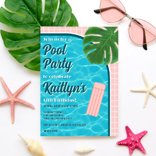 Invitation Fun & Tendy Summer Pool Party N'importe quel âge A