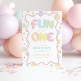 Invitation Fun to be One! Colorful Spots 1st Birthday 