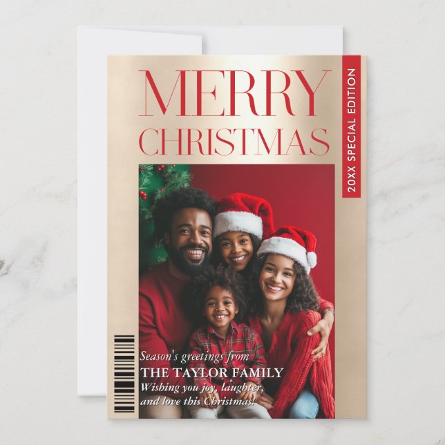 Invitation Fun Trendy Magazine Couverture Famille Photos Fait (Devant)