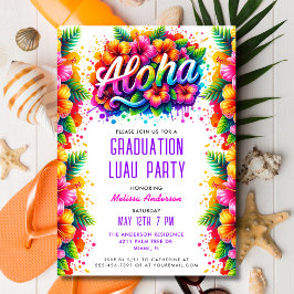 Invitation Fun Tropical Aloha Graduation Luau Party