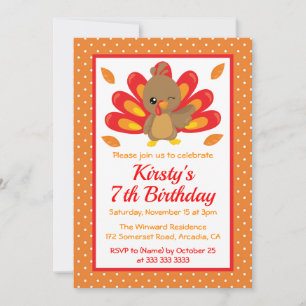 Invitation Fun Turquie Thanksgiving Anniversaire