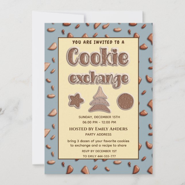 Invitation Fun typography Cookie exchange party (Devant)