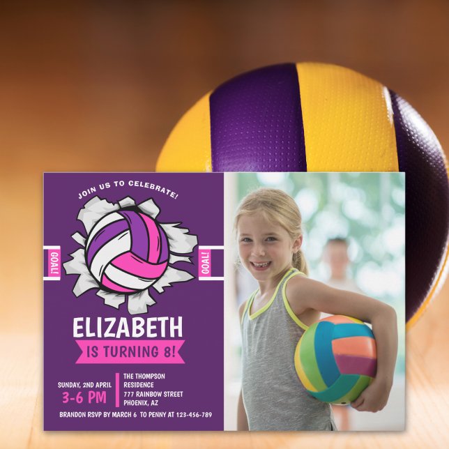 Invitation Fun Volleyball Girl Birthday (Créateur téléchargé)