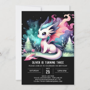 Invitation Fun Watercolor Dragon Anniversaire