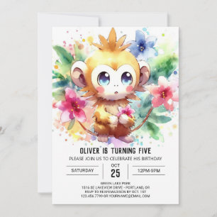Invitation Fun Watercolor Singe Anniversaire
