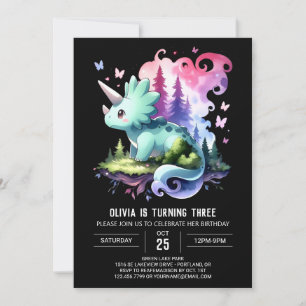 Invitation Fun Watercolor Triceratops Anniversaire