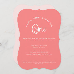 Invitation Fun Whimsical Pink Heart Script Premier anniversai