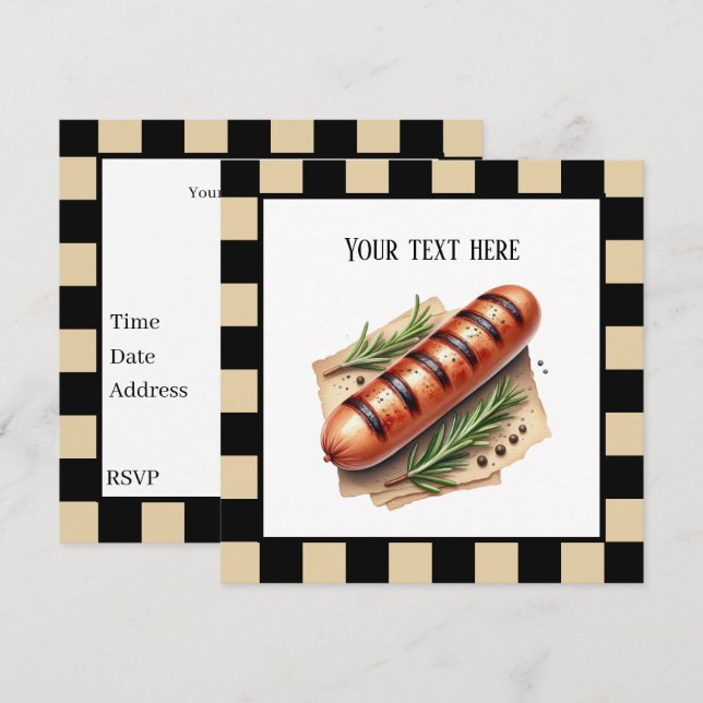 Invitation Fun wiener rôti grillé hot party personnalisable (Devant / Derrière)