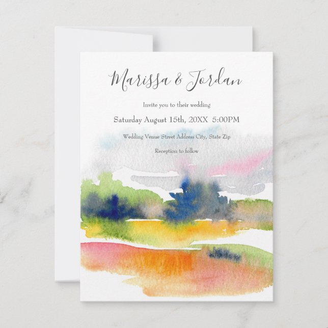 Invitation 'Fun with Watercolor Brushstrokes' Abstrait (Devant)