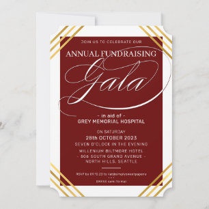 Invitation FUNDRAISING GALA événement fancy or cadre marron
