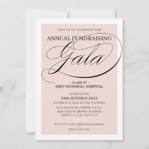 Invitation FUNDRAISING GALA événement fantaisie cadre or rose