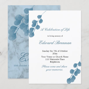 Invitation Funérailles Blue Eucalyptus Célébration De La Vie