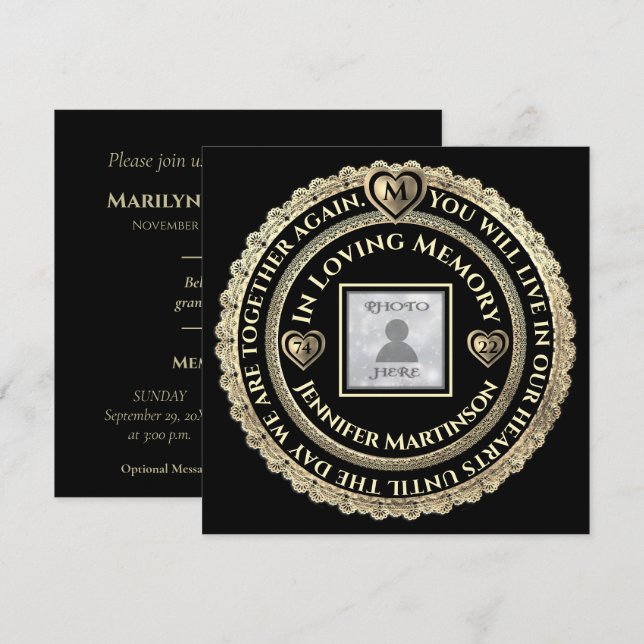 Invitation Funérailles / Célébration de la vie Avis Invitatio (Devant / Derrière)