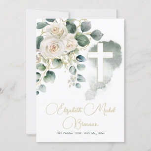 Invitation Funérailles Christian Elegant Rose Floral