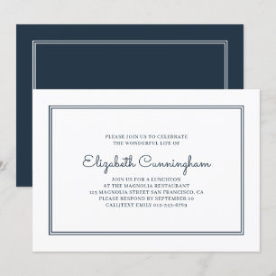 Invitation Funérailles commémoratives modernes et simples