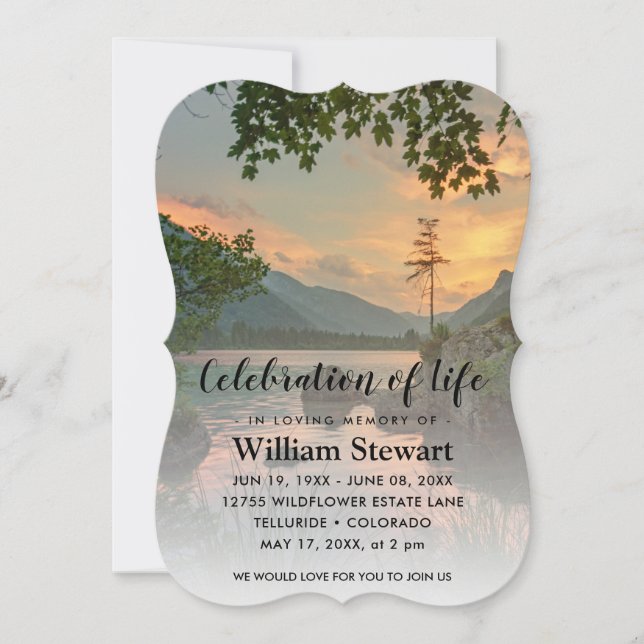Invitation Funérailles modernes | Célébration du coucher du s (Devant)