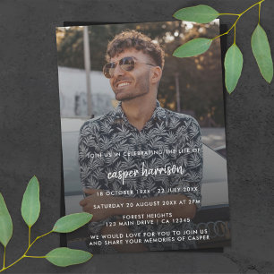 Invitation Funérailles modernes Photo Célébration de la vie