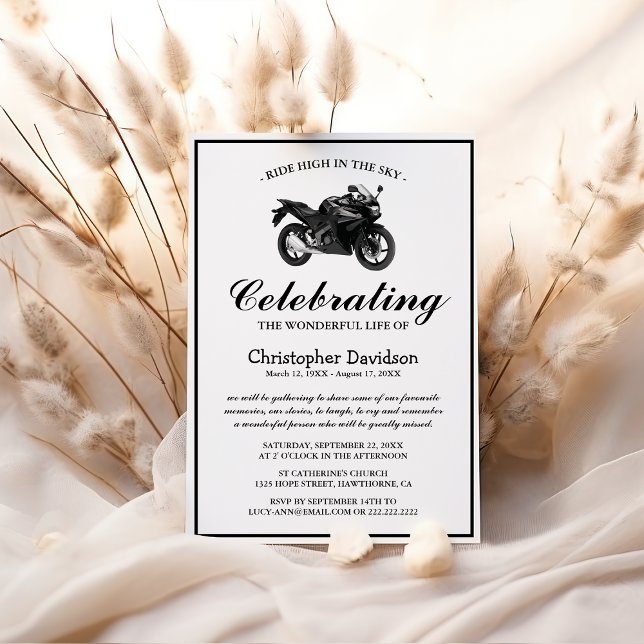 Invitation Funérailles moto | Célébration de la sympathie de  (Créateur téléchargé)