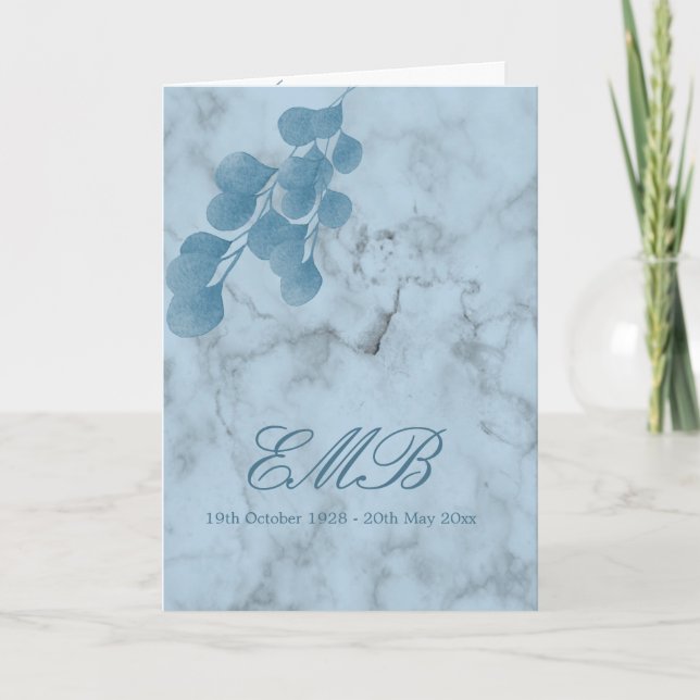 Invitation Funérailles Photo Blue Eucalyptus Célébration De L (Devant)