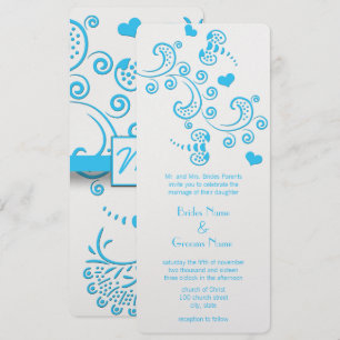 Invitation Funky Aqua Blue Butterfly ou Bumble Bee Mariage