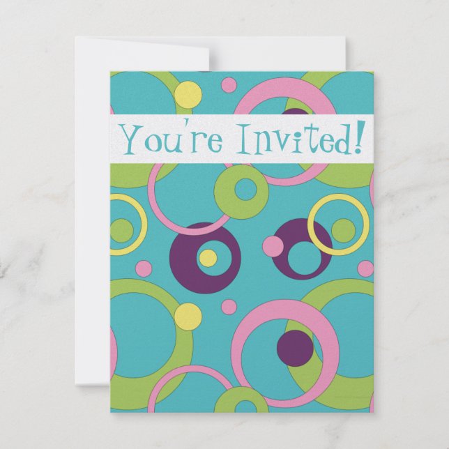 Invitation Funky Blue Circles (Devant)