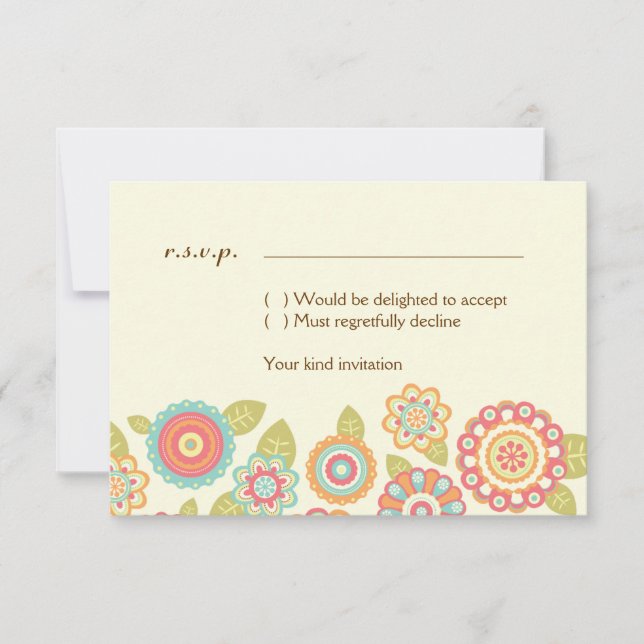 Invitation Funky Boho Retro Flowers Mariage (Devant)