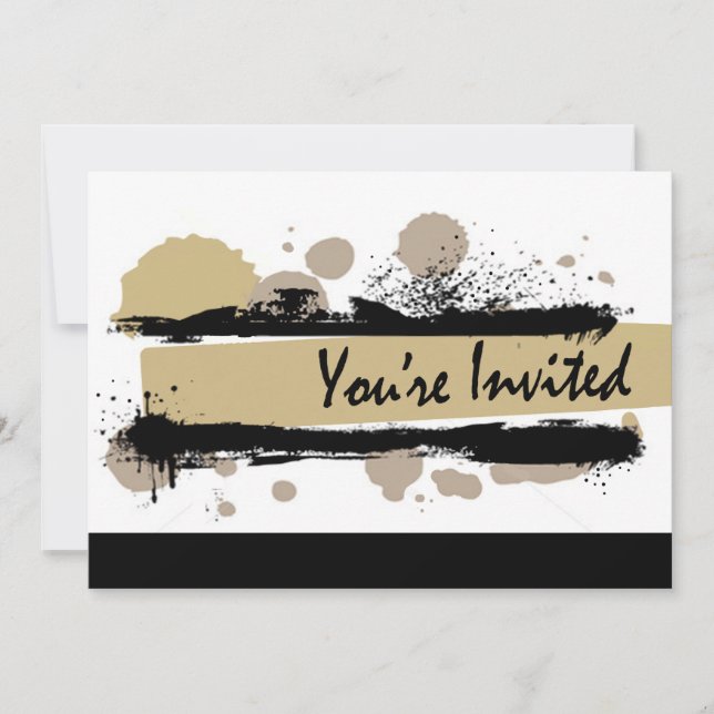 Invitation Funky Bold Grunge Splatter Anniversaire Party (aqu (Devant)