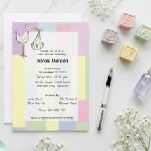 Funky Cubism StorkDelivery Handwritten Baby Shower