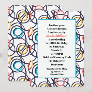 Invitation Funky Doodles 30e fête d'anniversaire