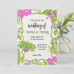 Invitation Funky Draky Tropical Floral Mariage