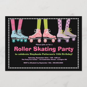 Invitation Funky Girls Roller Sking fête d'anniversaire