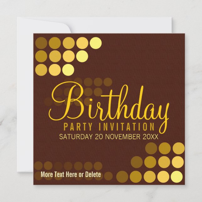 Invitation Funky Groove Gold Disco Party Anniversaire Invitat (Devant)