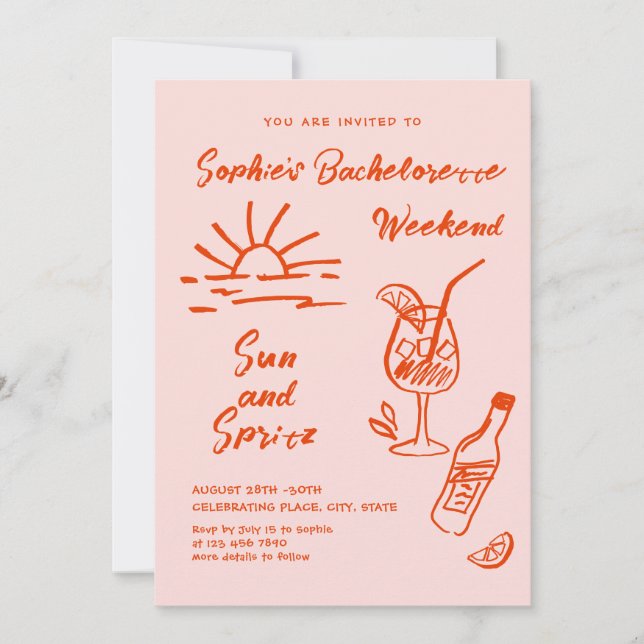 Invitation Funky Hand Drabble Retro Bachelorette Party (Devant)