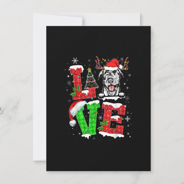 Invitation Funky Irish Wolfhound Dog Tree lumières de Noël Xm (Devant)