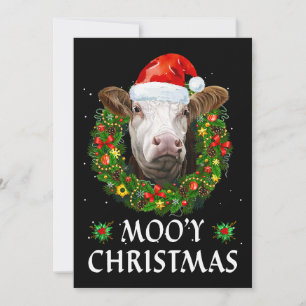 Invitation Funky Moey Noël Wreath Santa Hat Cow Moo Far