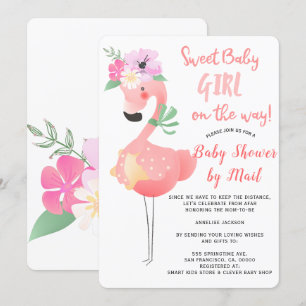 Invitation Funky rose flamingo baby shower par mail