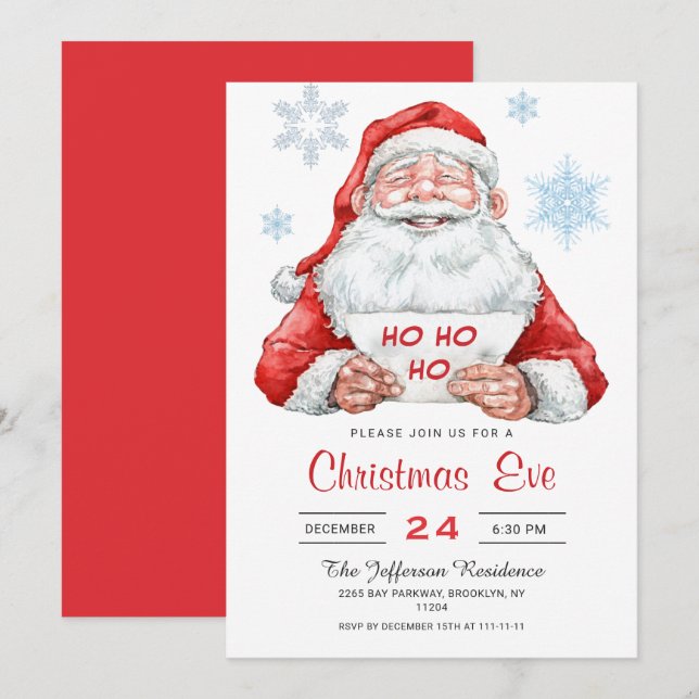 Invitation Funky Santa Claus Ho Ho Ho Noël Soirée de Noël (Devant / Derrière)