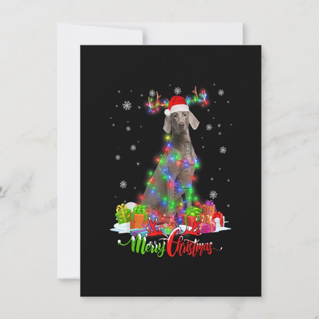 Invitation Funky Weimaraner Chien Joyeux Noël de fête Famille (Devant)