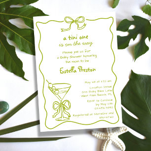 Invitation Funky Whimsical Green Dirty Baby shower Martini