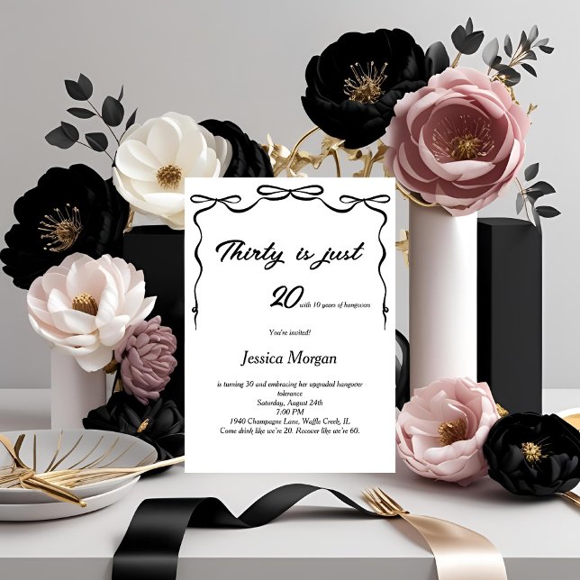 Invitation Funny 30e édition imprimable noir et blanc (Créateur téléchargé)
